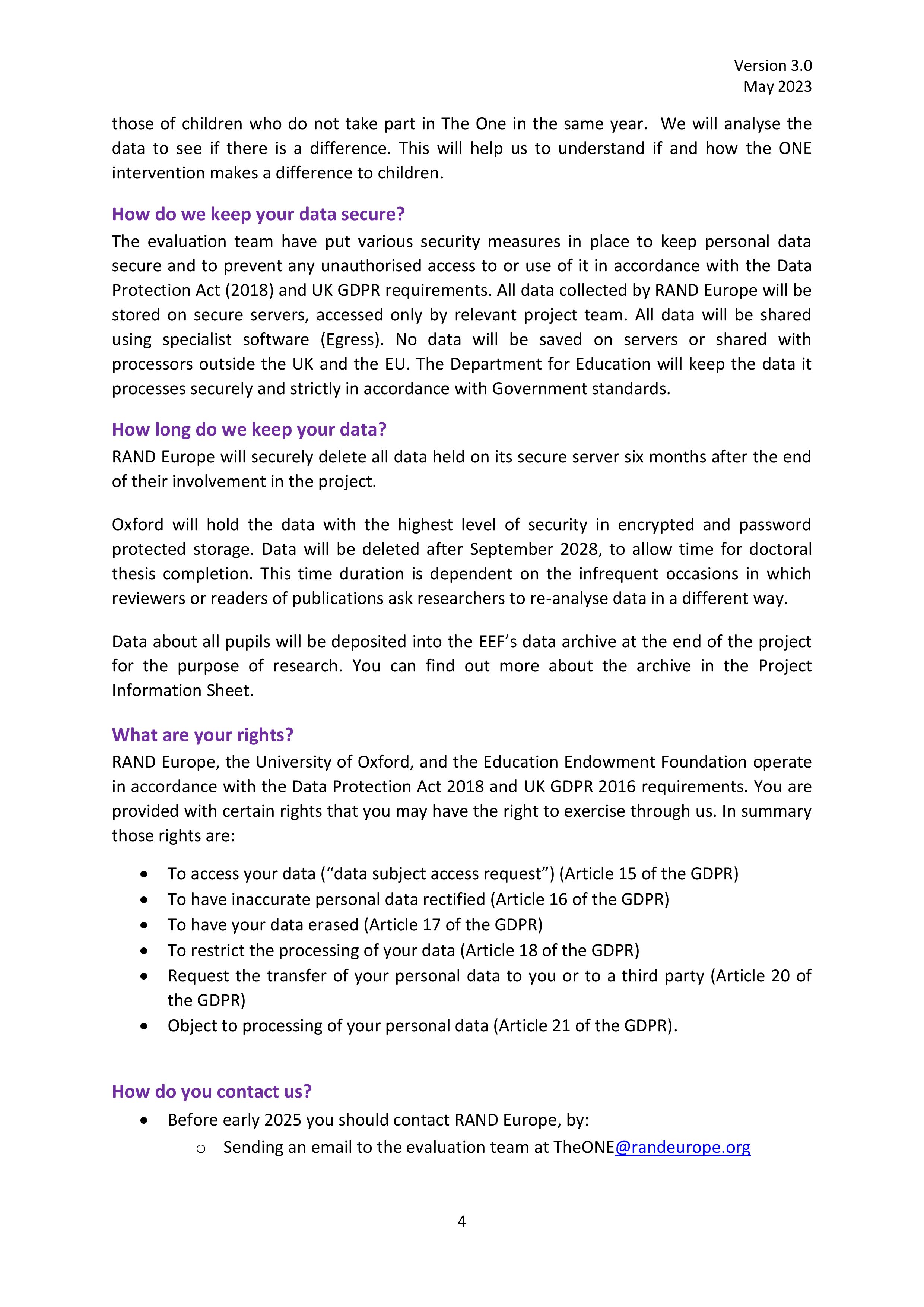 rand the one privacy notice for parents v2 0
