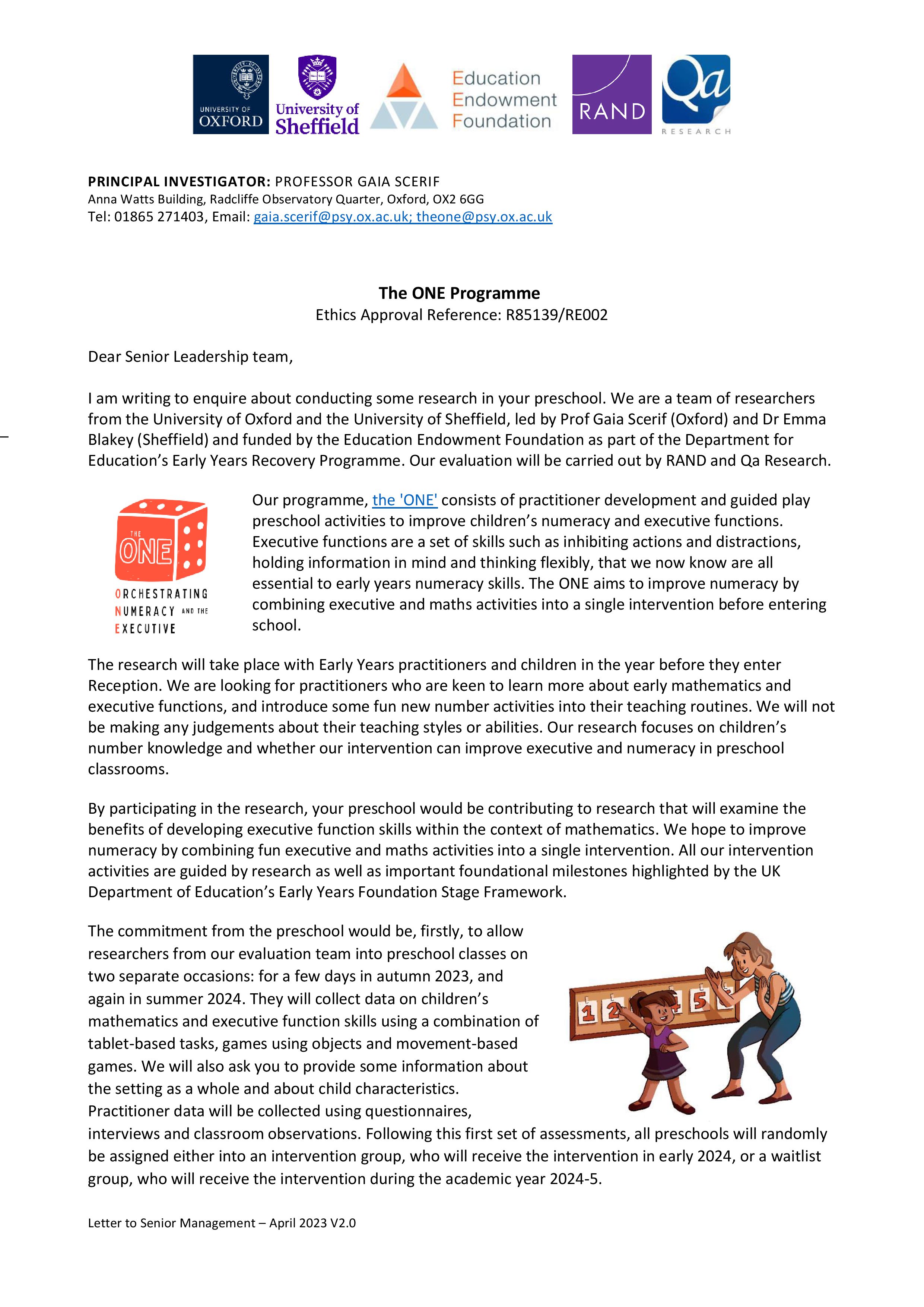 senior management letter theone